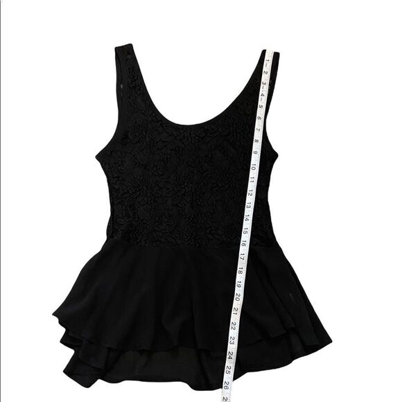 Junior Black Lace & Chiffon Fitted Flounce Tank Top L - Picture 6 of 7